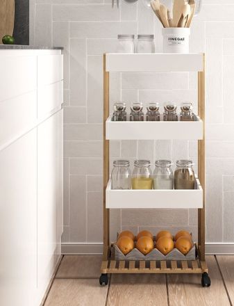 Ραφιέρα Επιδαπέδια 4όροφη Bamboo Λευκό/Natural 07.160850