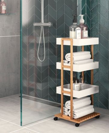 Ραφιέρα Επιδαπέδια 4όροφη Bamboo Λευκό/Natural 07.160850