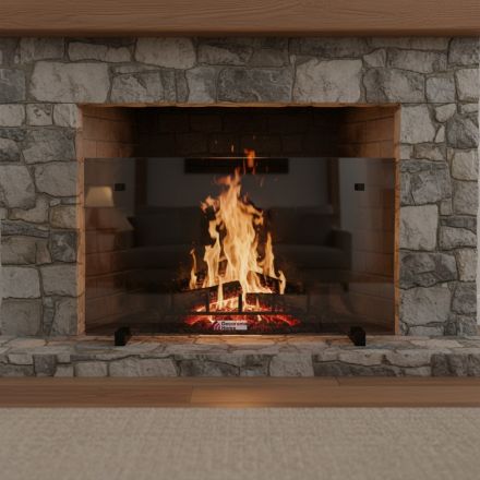 Κάλυψη Τζακιού Γυάλινη Super Silver 80×50 Μαύρο Decorama 802