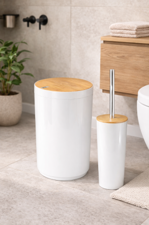 Χαρτοδοχείο – Πιγκάλ Πλαστικό/Bamboo Λευκό 2178