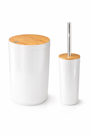 Χαρτοδοχείο – Πιγκάλ Πλαστικό/Bamboo Λευκό 2178