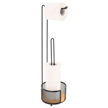 Σταντ 2 σε 1 Χαρτοθήκη με Αποθήκευση Ρολών Μαύρη/Bamboo 9155