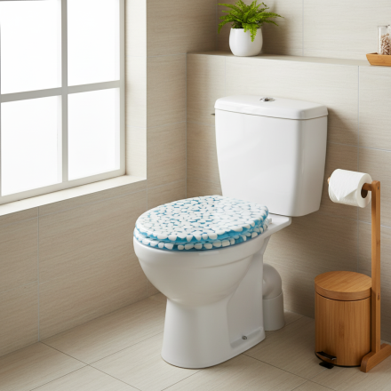 Κάλυμμα Λεκάνης Polyresin Οβάλ με 3D Σχέδιο Βότσαλα - Pebble 0261