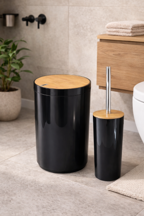 Χαρτοδοχείο – Πιγκάλ Πλαστικό/Bamboo Μαύρο 2180